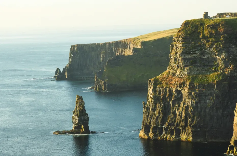 Extraordinary landscape in Ireland with huge rock formations rising from the sea