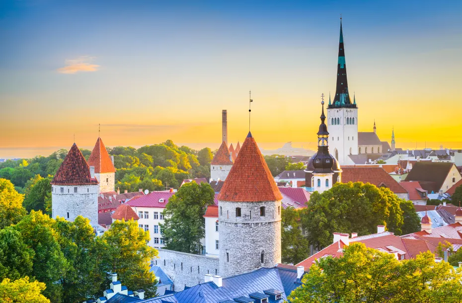 Great view of the old city of Tallinn, Estonia