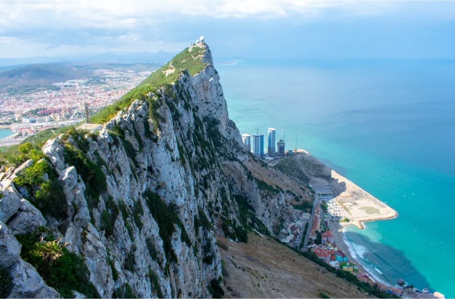 View of the massive rock of Gibraltar