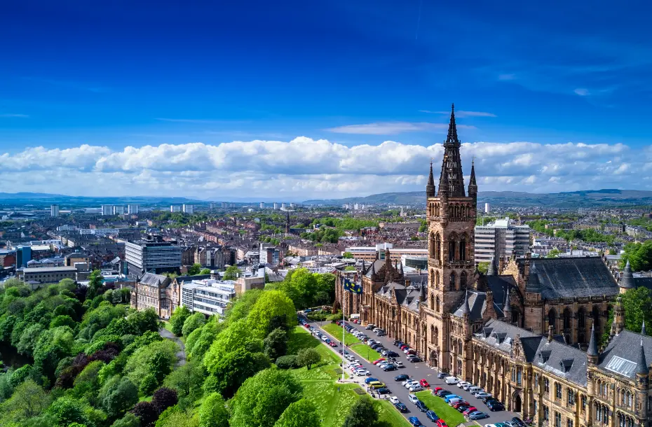 Aerial view of Glasgow, Scotland, UK