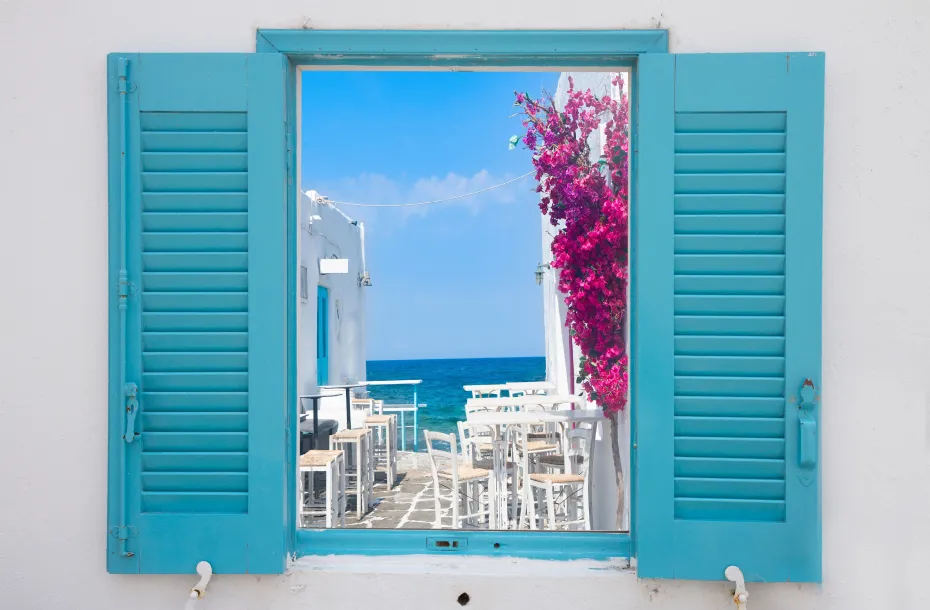 View through a window in Paros