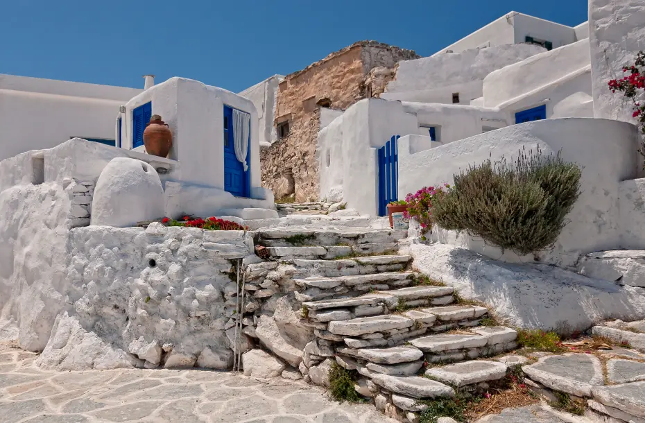 Traditional whitewashed houses in Sikinos Island