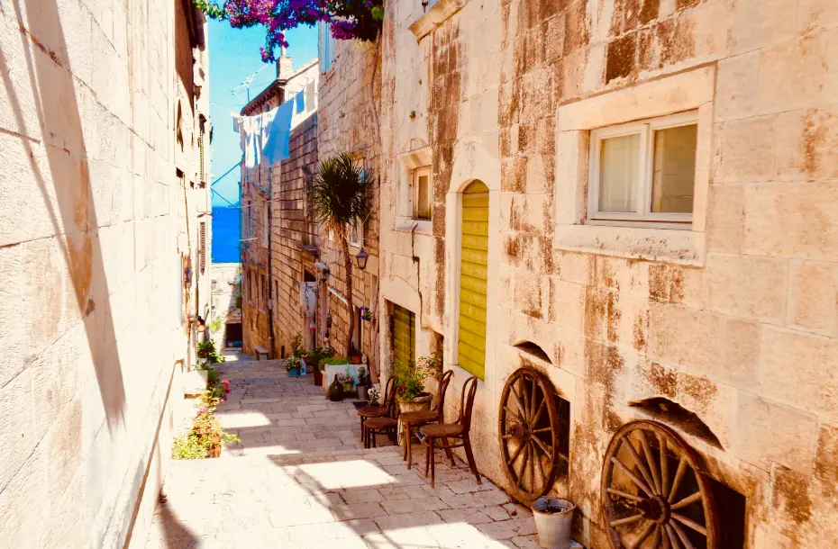 The streets of the old town of Korcula in Croatia