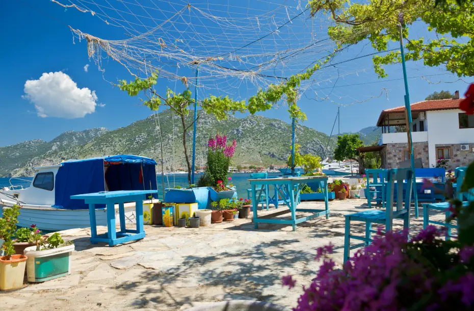 Beautiful view of a small fishing port in Marmaris, Turkey