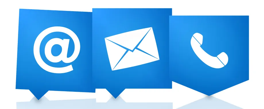 e-mail, letter, phone icons